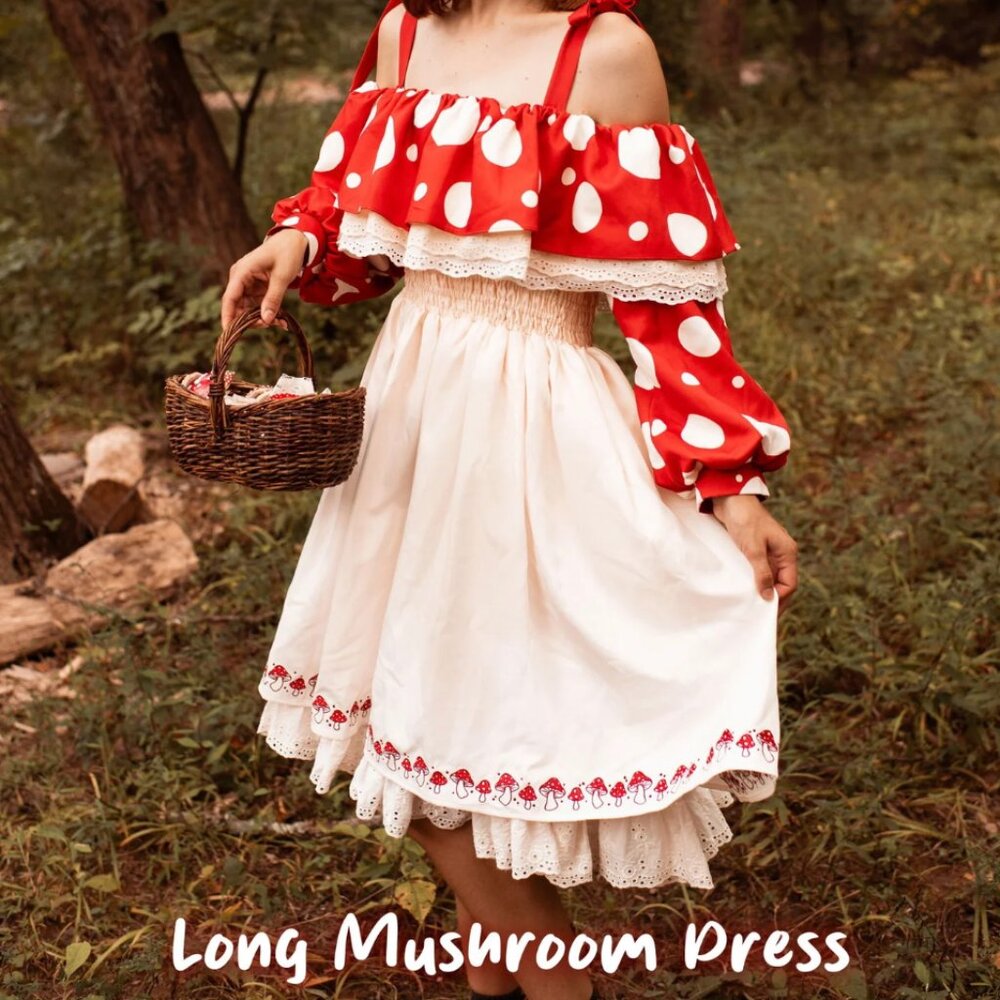 MOCHIPAN Amanita Long Mushroom Dress Whimsical Mushroomcore Coquette 4XL NWT - Picture 1 of 16